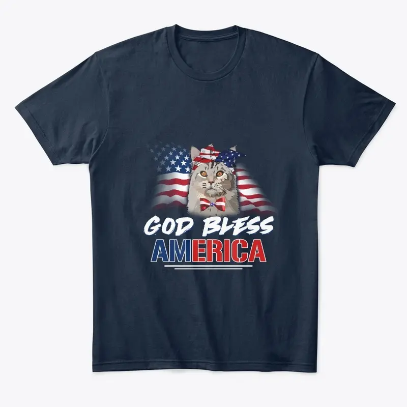 God Bless America Funny Cat T-Shirt